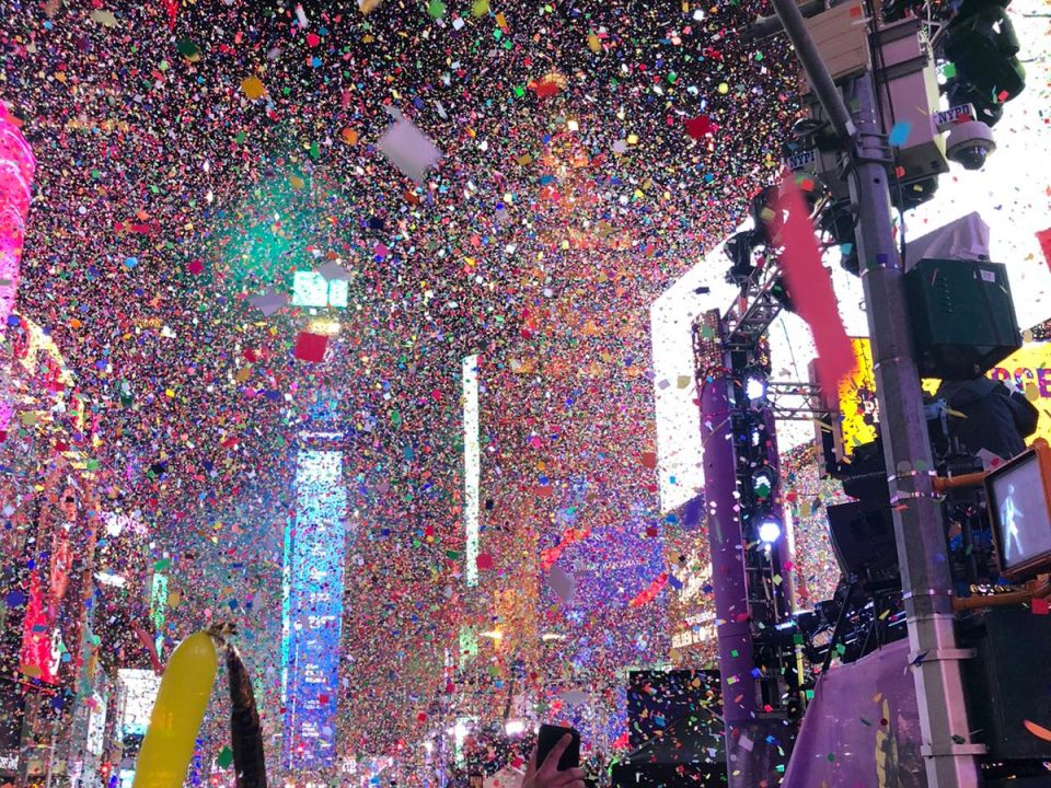 New Year's eve Ball drop 2020 crowd